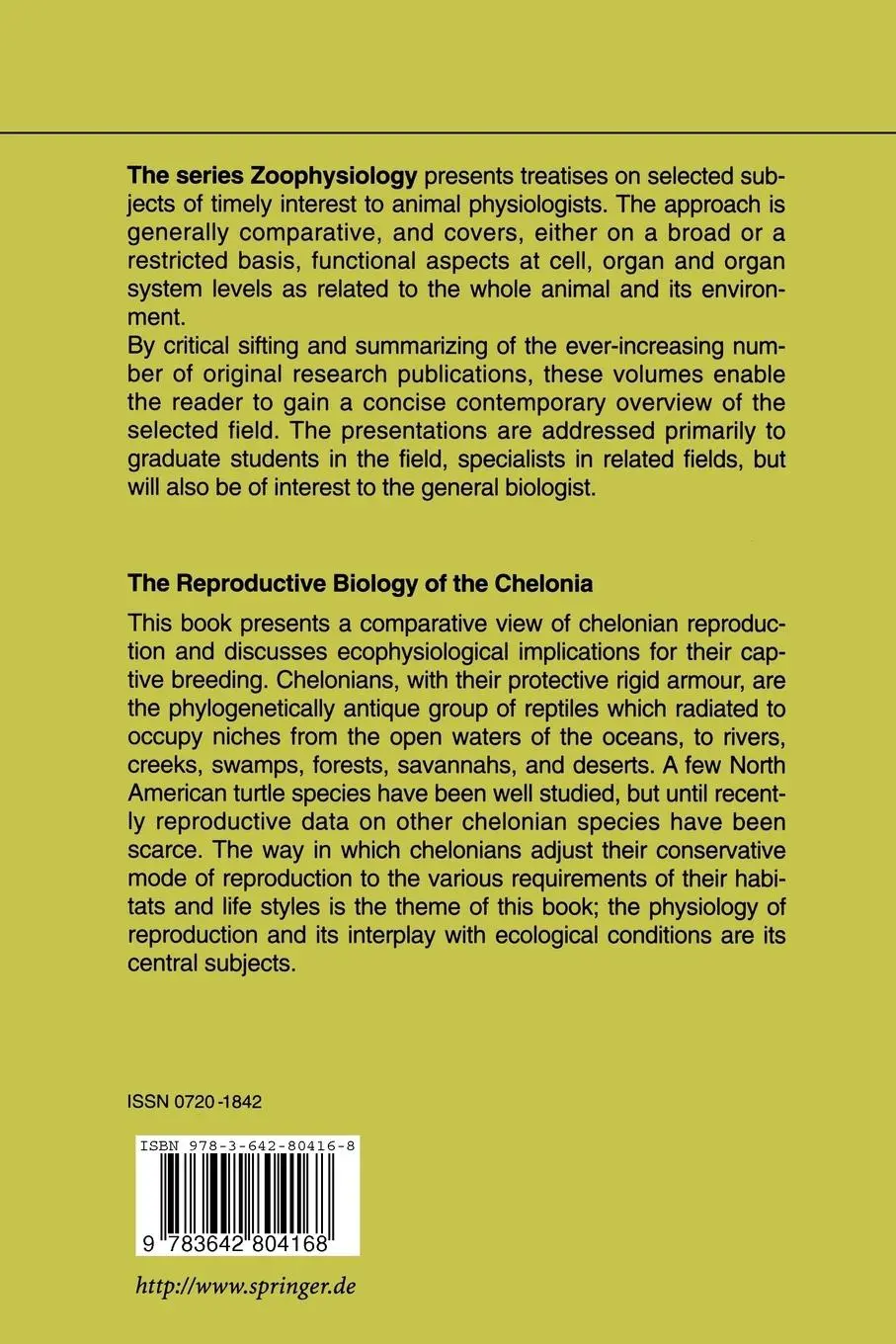 Rückseite: 9783642804168 | The Reproductive Biology of the Chelonia | Gerald Kuchling | Buch | xi