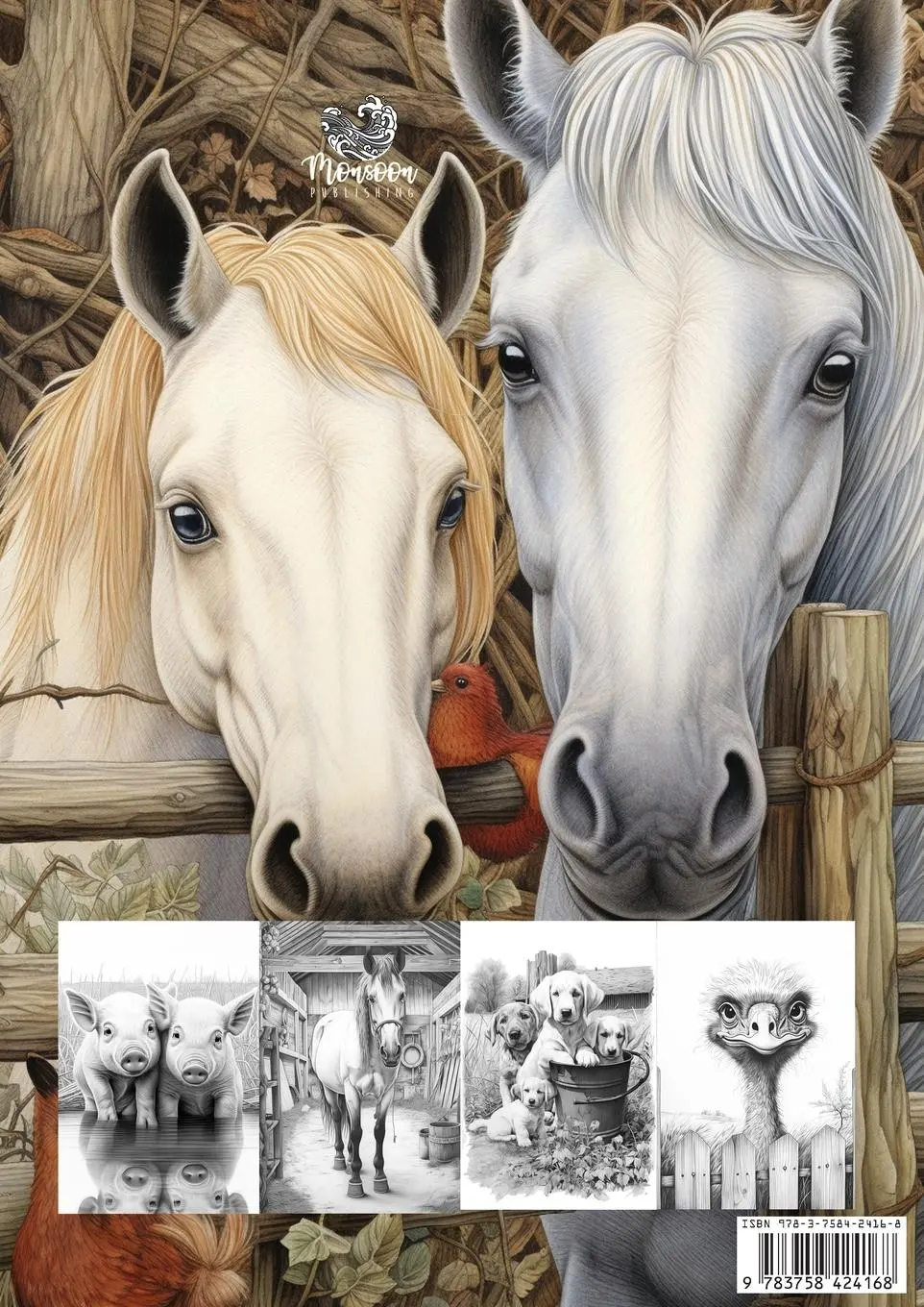 Rückseite: 9783758424168 | Rescue Animals Farm Coloring Book for Adults | Monsoon Publishing
