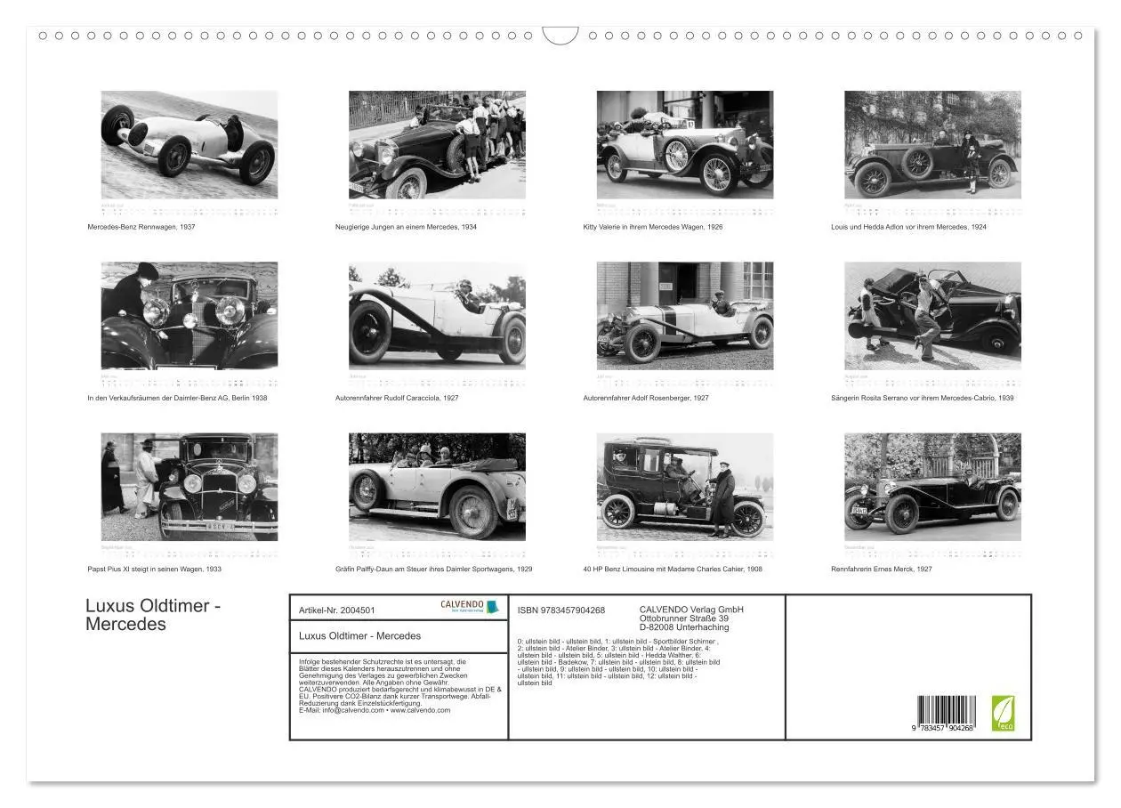 Bild: 9783457904268 | Luxus Oldtimer - Mercedes (Wandkalender 2026 DIN A2 quer), CALVENDO...