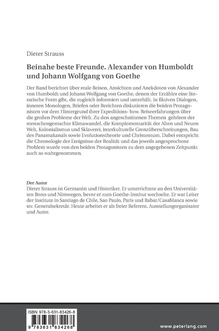 Rückseite: 9783631834268 | Beinahe beste Freunde. Alexander von Humboldt und Johann Wolfgang...