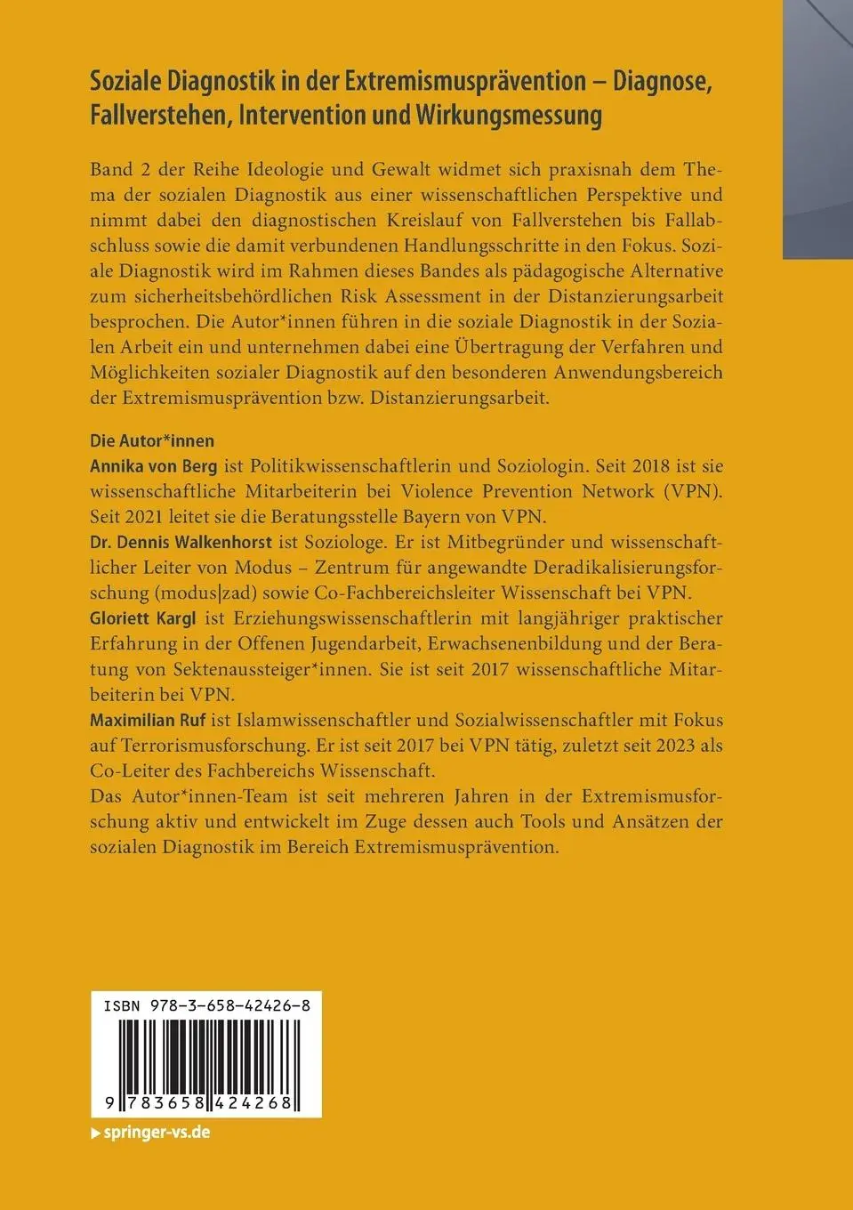 Rückseite: 9783658424268 | Soziale Diagnostik in der Extremismusprävention ¿ Diagnose,...