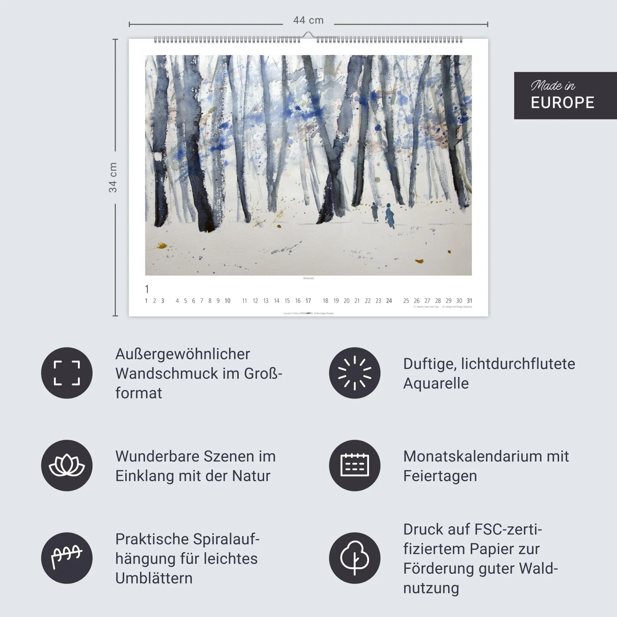 Bild: 9783839904268 | Zwischen Himmel und Erde Kalender 2027 - Aquarelle von Hans-Jürgen...
