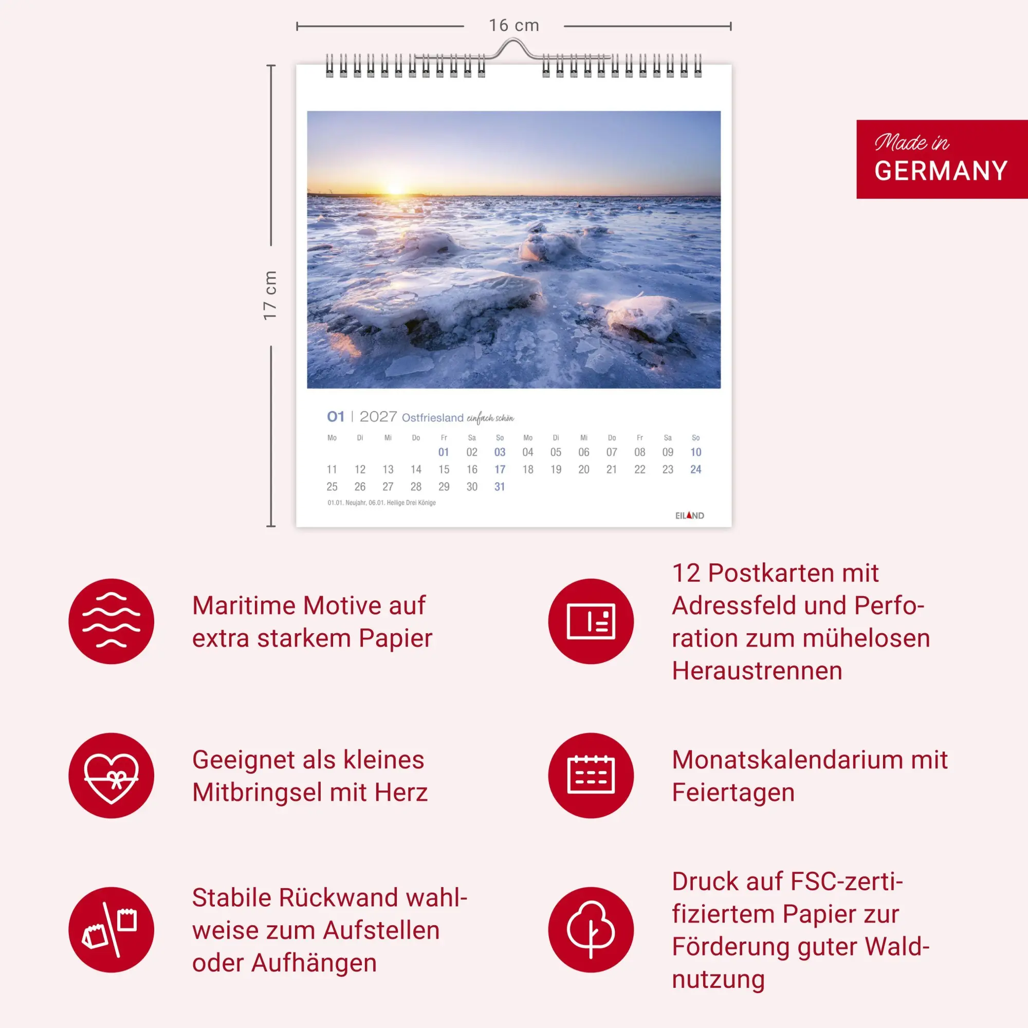 Bild: 9783964024268 | Ostfriesland Postkartenkalender 2027 - einfach schön | Eiland | 13 S.