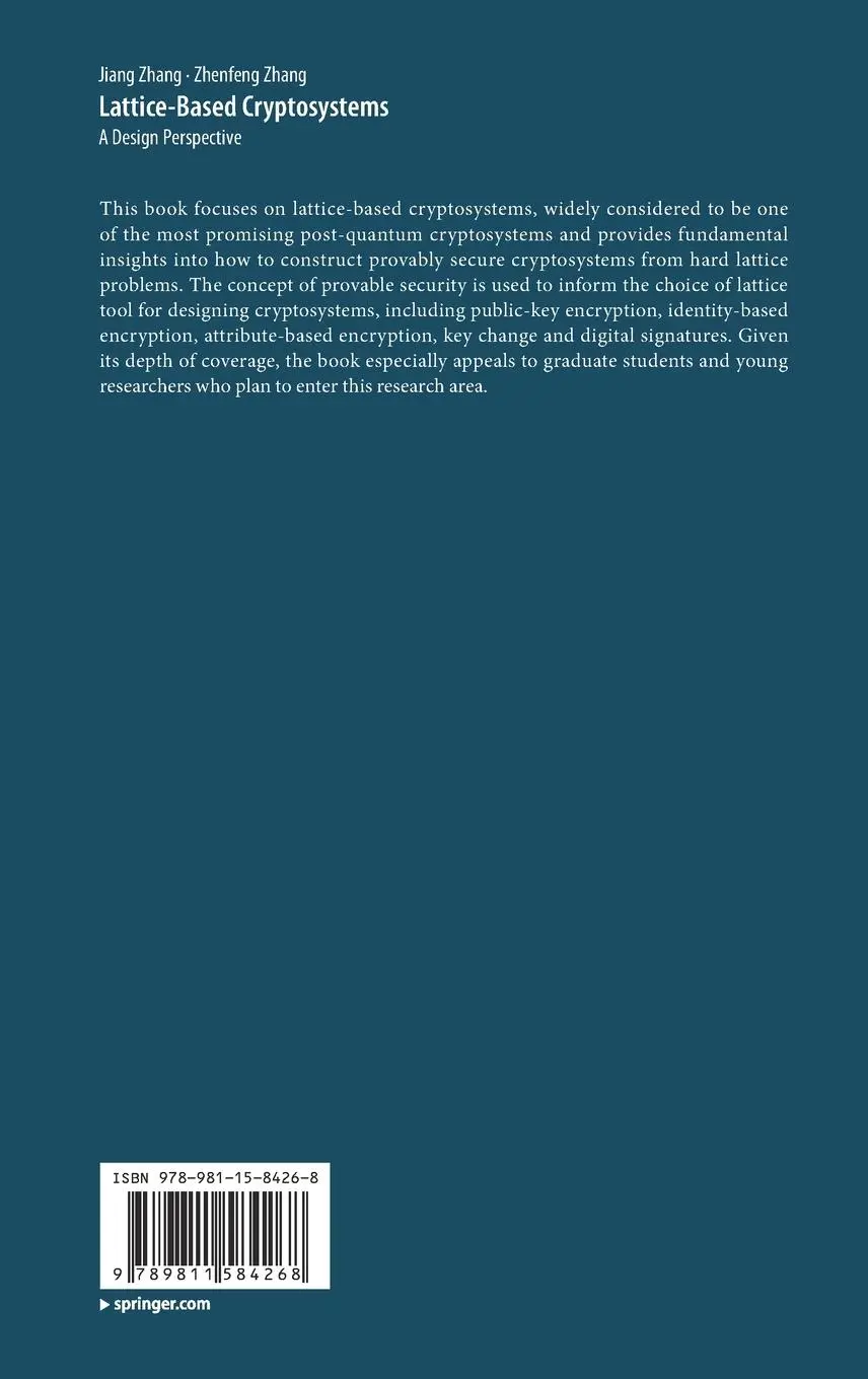 Rückseite: 9789811584268 | Lattice-Based Cryptosystems | A Design Perspective | Zhang (u. a.)