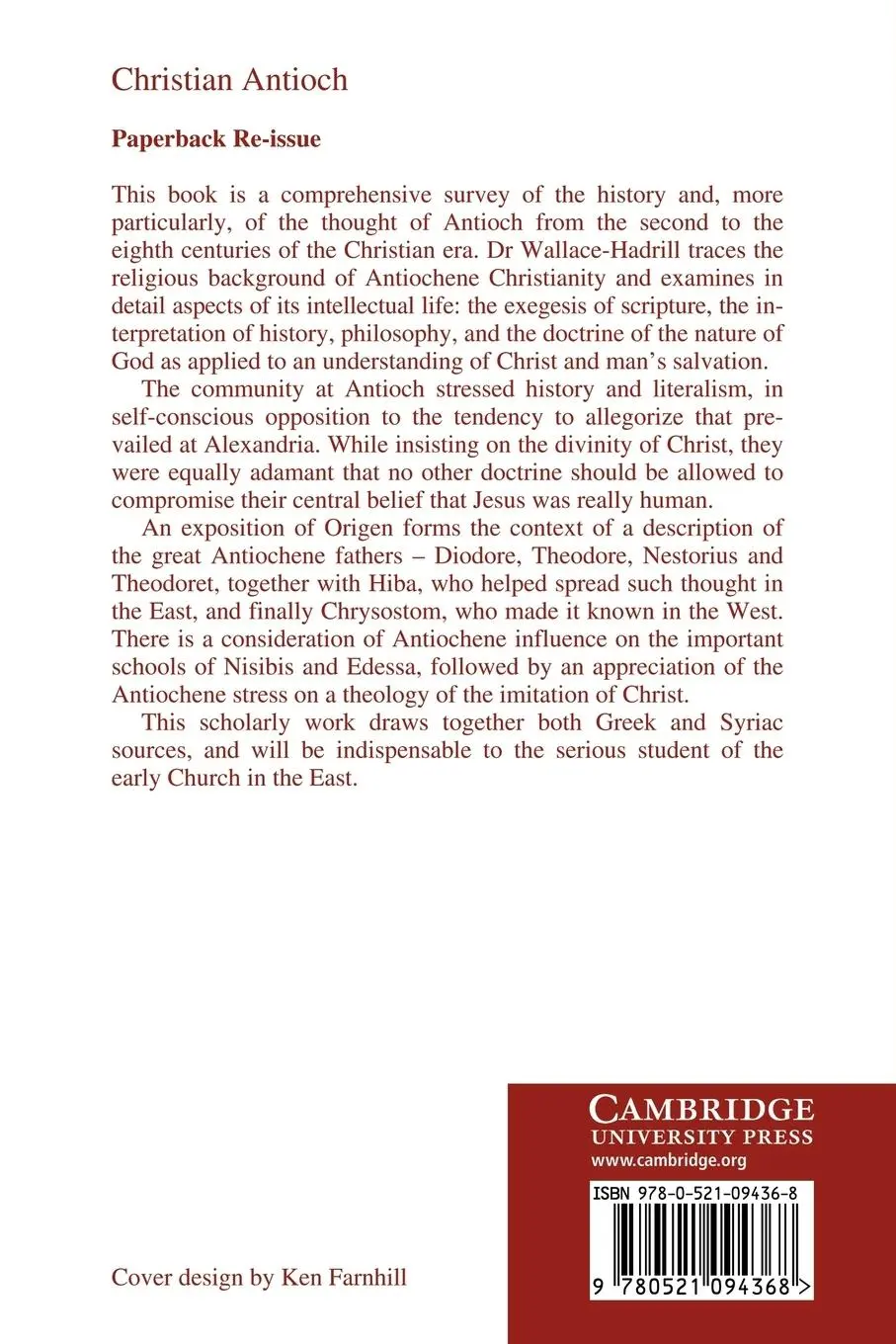 Rückseite: 9780521094368 | Christian Antioch | A Study of Early Christian Thought in the East