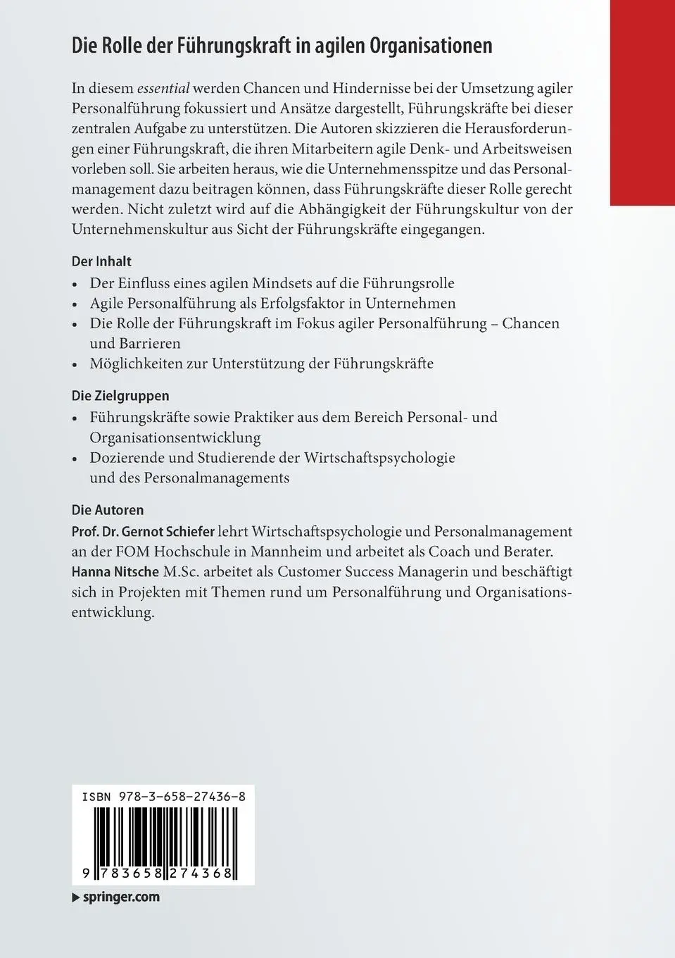 Rückseite: 9783658274368 | Die Rolle der Führungskraft in agilen Organisationen | Nitsche (u. a.)