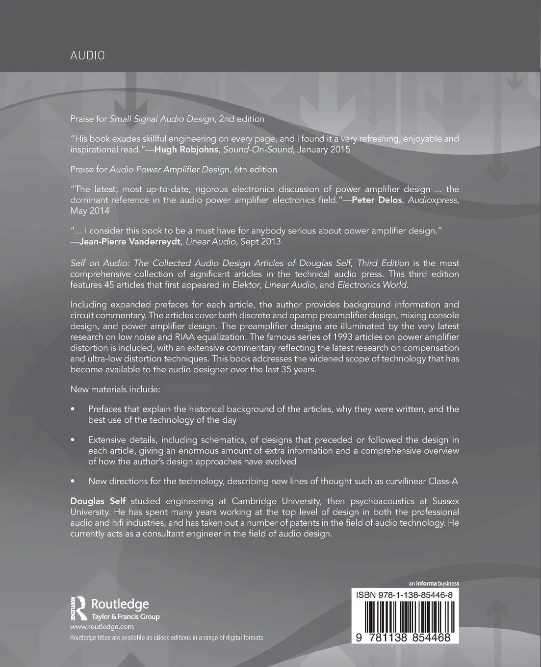 Rückseite: 9781138854468 | Self on Audio | The Collected Audio Design Articles of Douglas Self