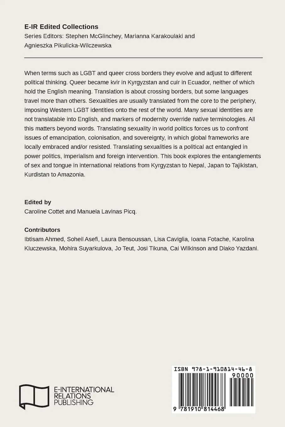 Rückseite: 9781910814468 | Sexuality and Translation in World Politics | Caroline Cottet (u. a.)