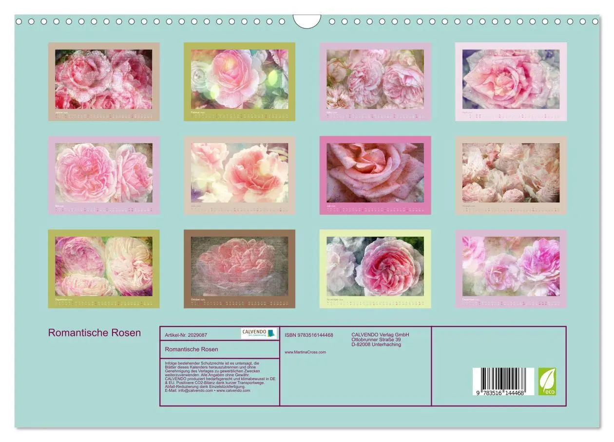 Bild: 9783516144468 | Romantische Rosen (Wandkalender 2026 DIN A3 quer), CALVENDO...