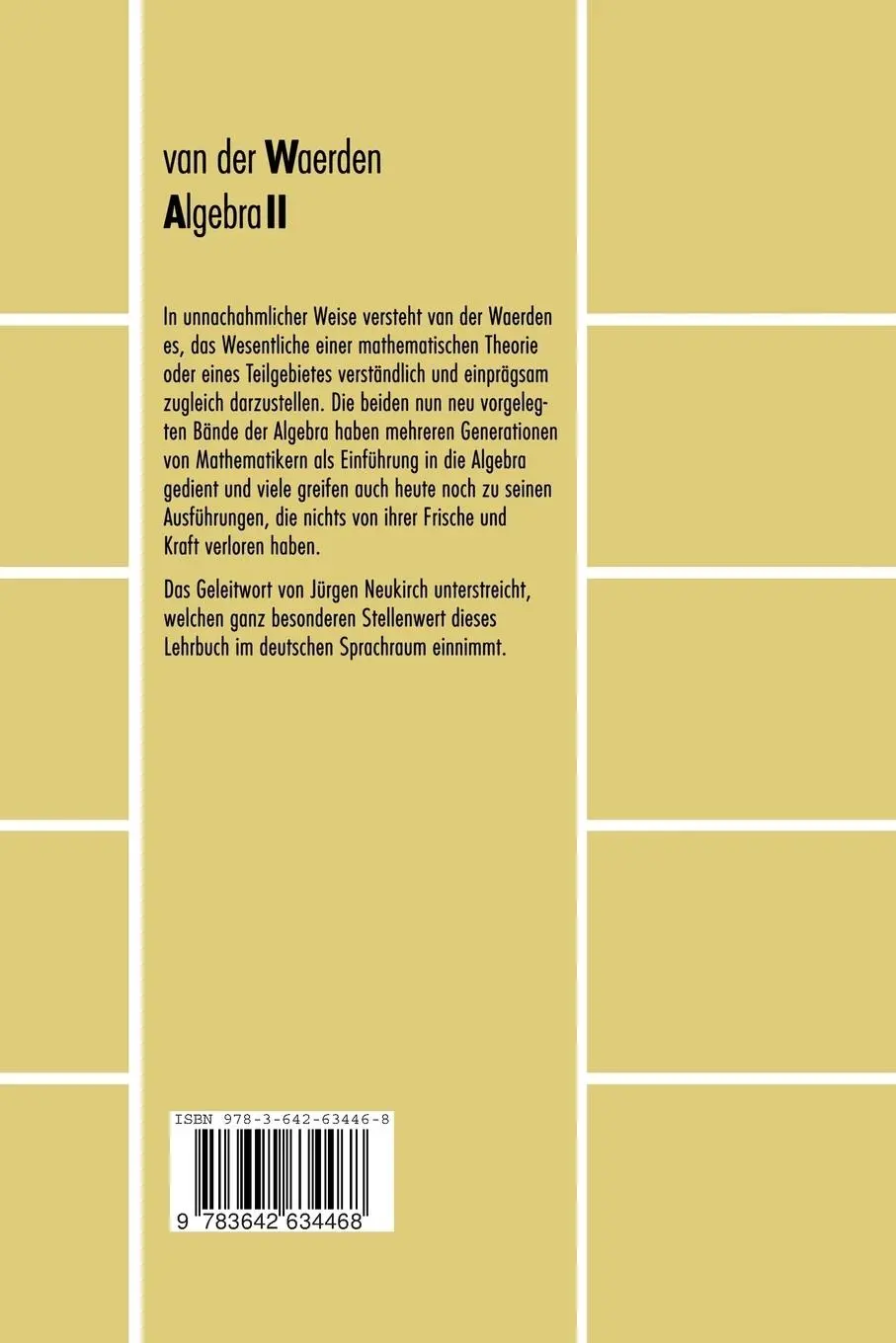 Rückseite: 9783642634468 | Algebra II | B. L. Van Der Waerden | Taschenbuch | xii | Deutsch