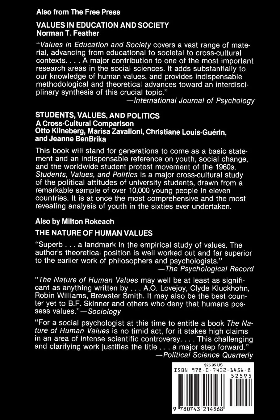 Rückseite: 9780743214568 | Understanding Human Values | Individual and Societal | Milton Rokeach
