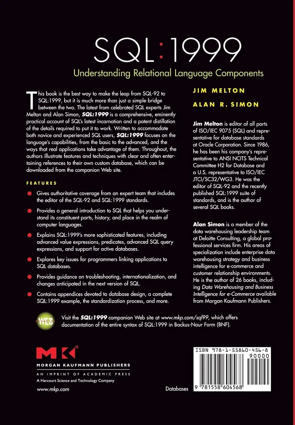 Rückseite: 9781558604568 | SQL | 1999 - Understanding Relational Language Components | Buch