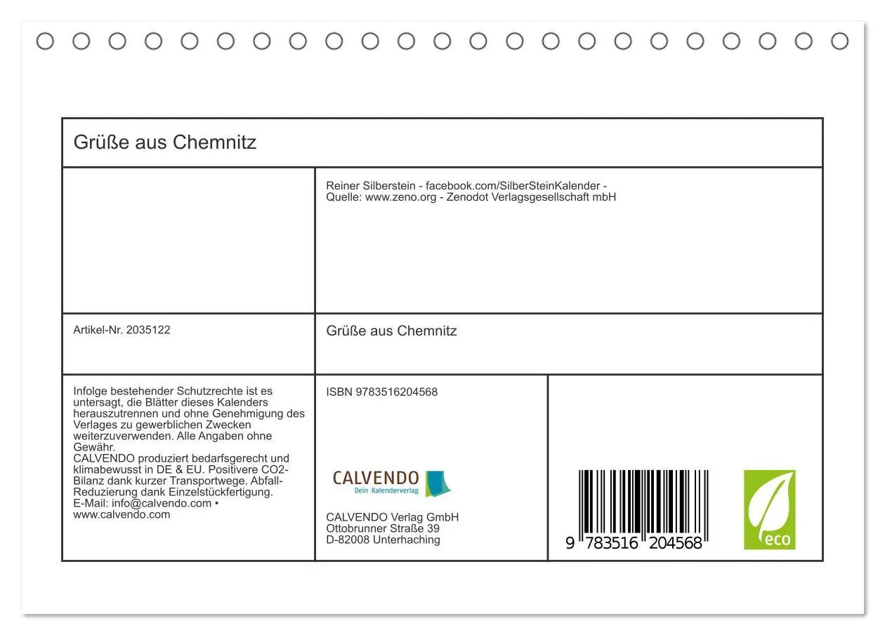 Bild: 9783516204568 | Grüße aus Chemnitz (Tischkalender 2026 DIN A5 quer), CALVENDO...