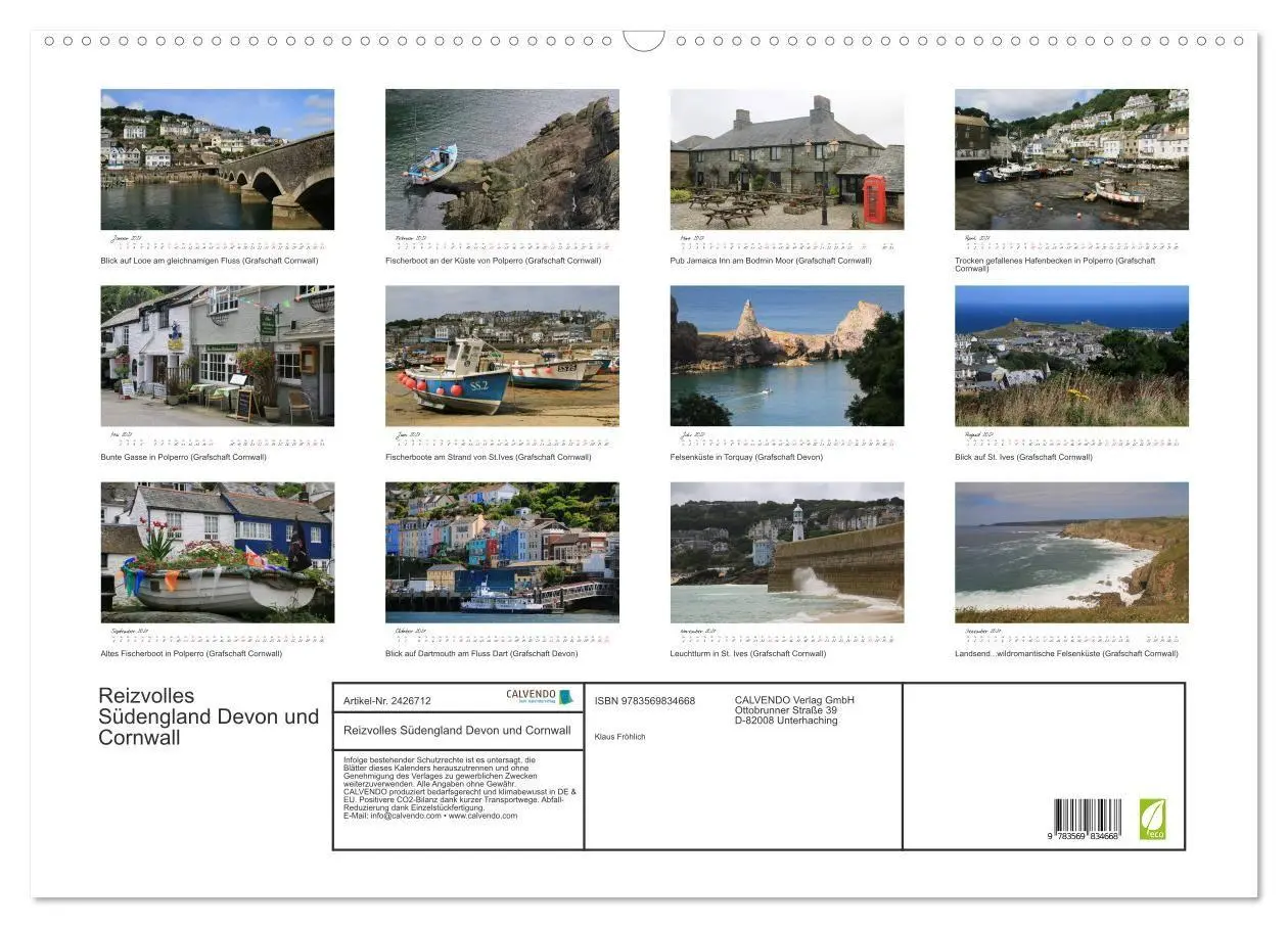 Bild: 9783569834668 | Reizvolles Südengland Devon und Cornwall (Wandkalender 2027 DIN A2...