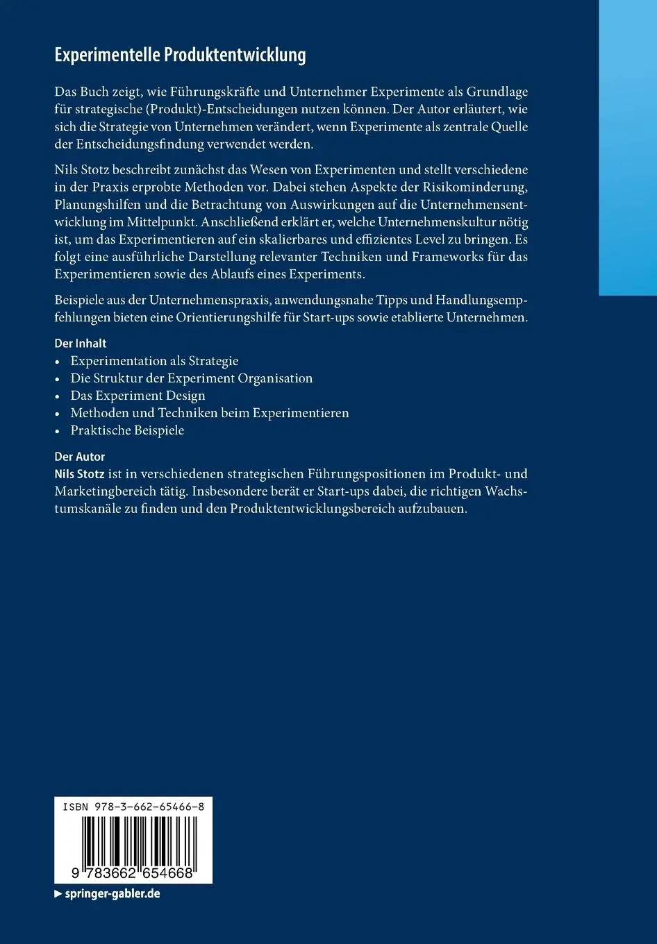 Rückseite: 9783662654668 | Experimentelle Produktentwicklung | Nils Stotz | Taschenbuch | xiv