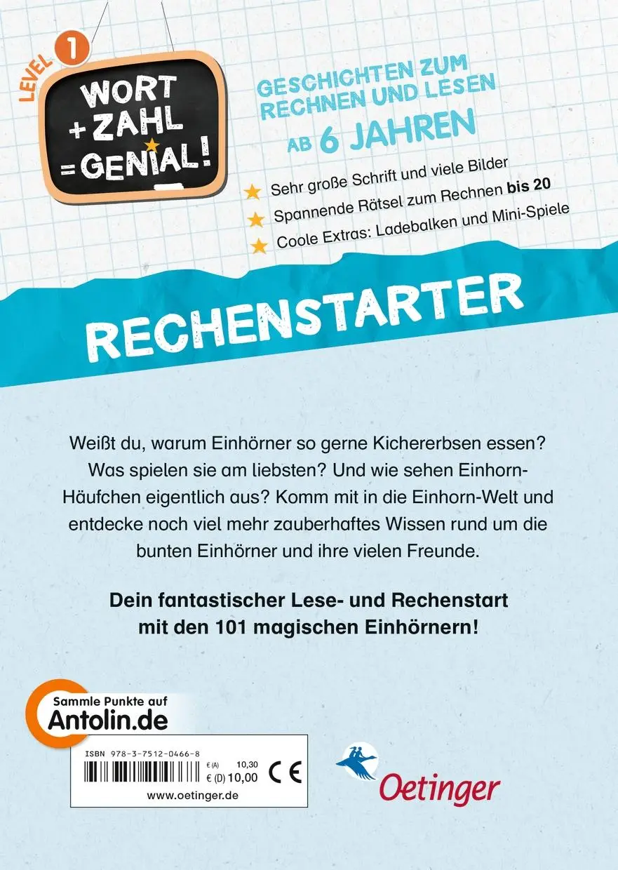 Rückseite: 9783751204668 | 101 Einhörner starten durch! | Wort + Zahl = genial! Level 1 | Bogen