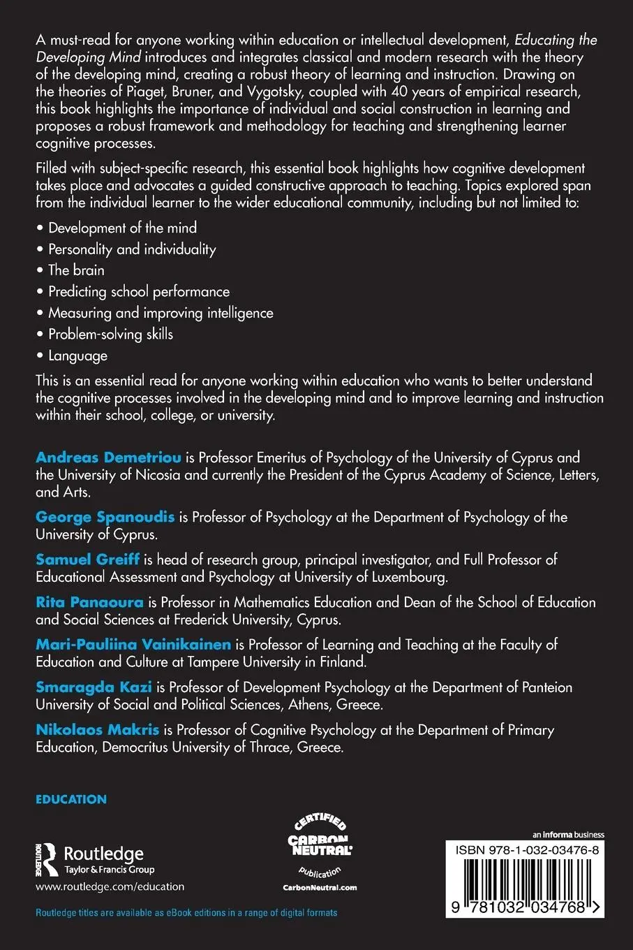Rückseite: 9781032034768 | Educating the Developing Mind | A Developmental Theory of Instruction