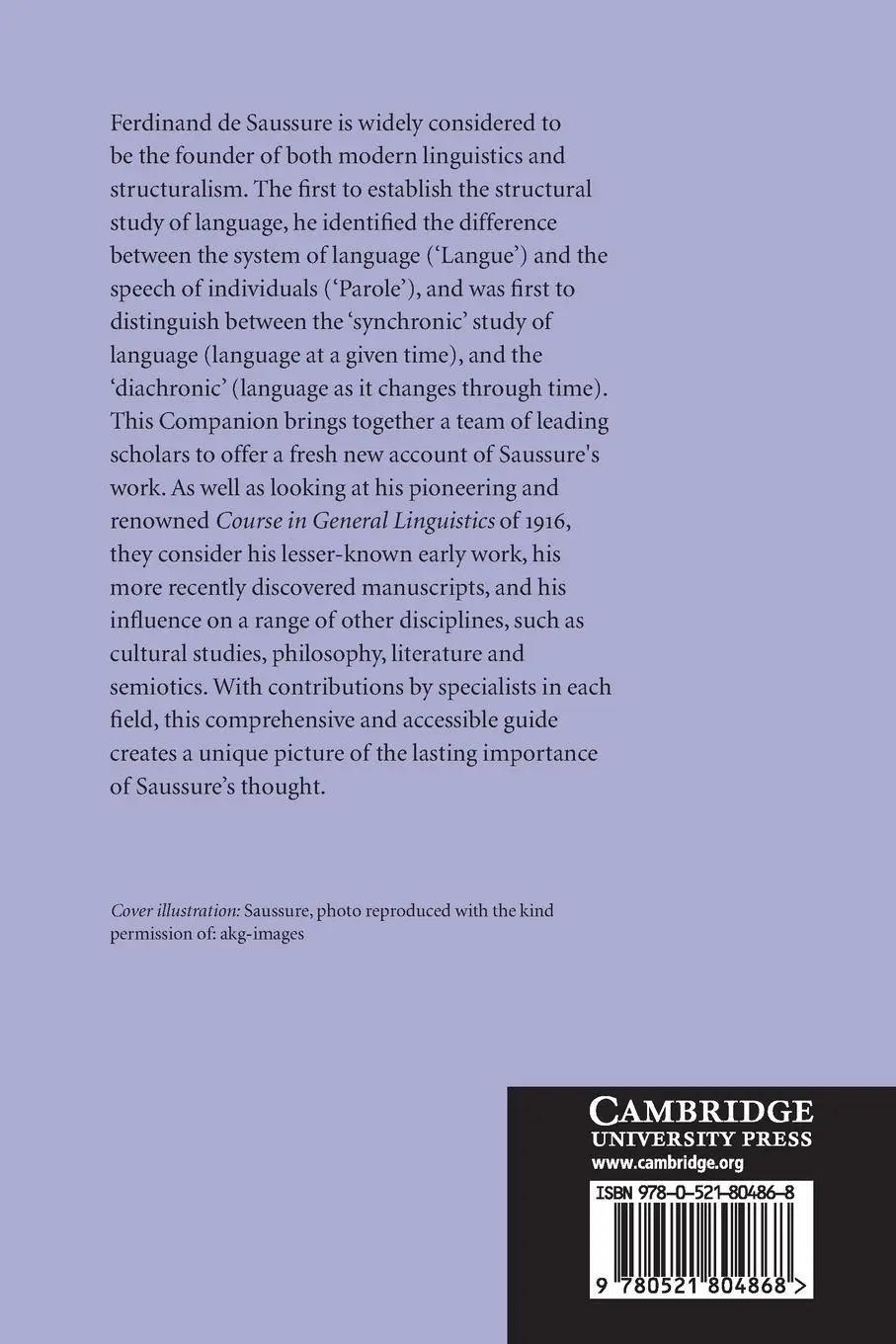 Rückseite: 9780521804868 | The Cambridge Companion to Saussure | Carol Sanders | Taschenbuch