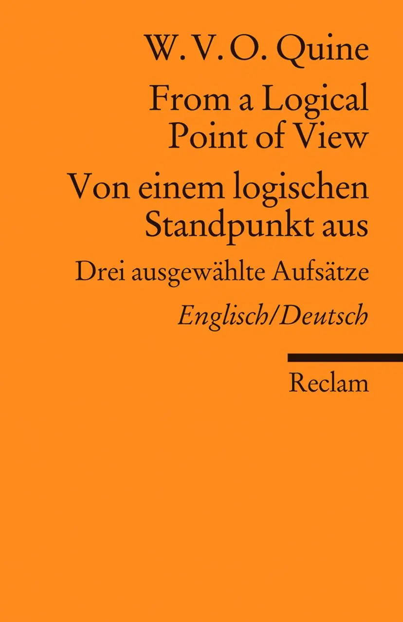 Cover: 9783150184868 | From a Logical Point of View / Von einem logischen Standpunkt aus