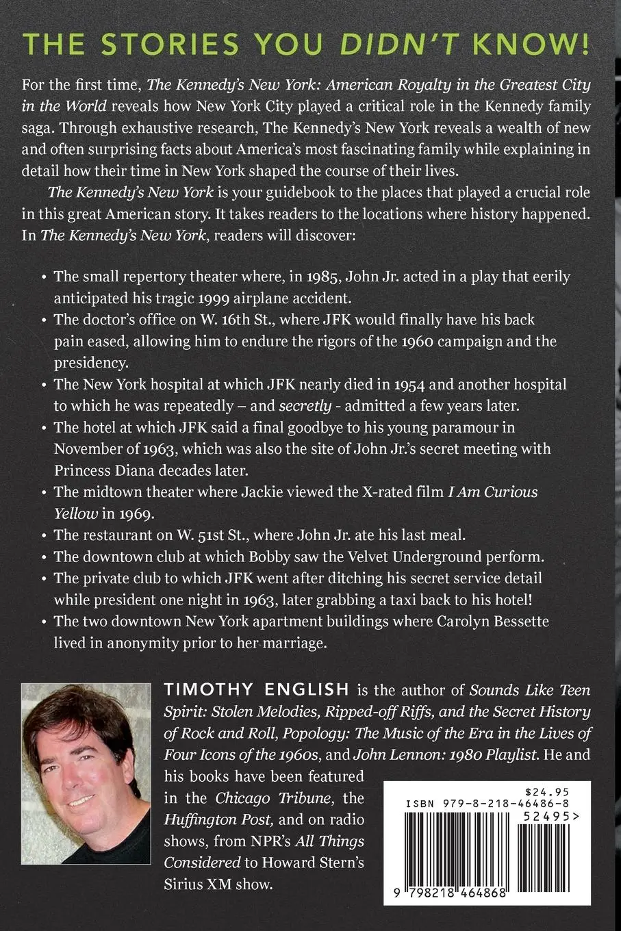 Rückseite: 9798218464868 | The Kennedys' New York | Tim English | Taschenbuch | Englisch | 2024
