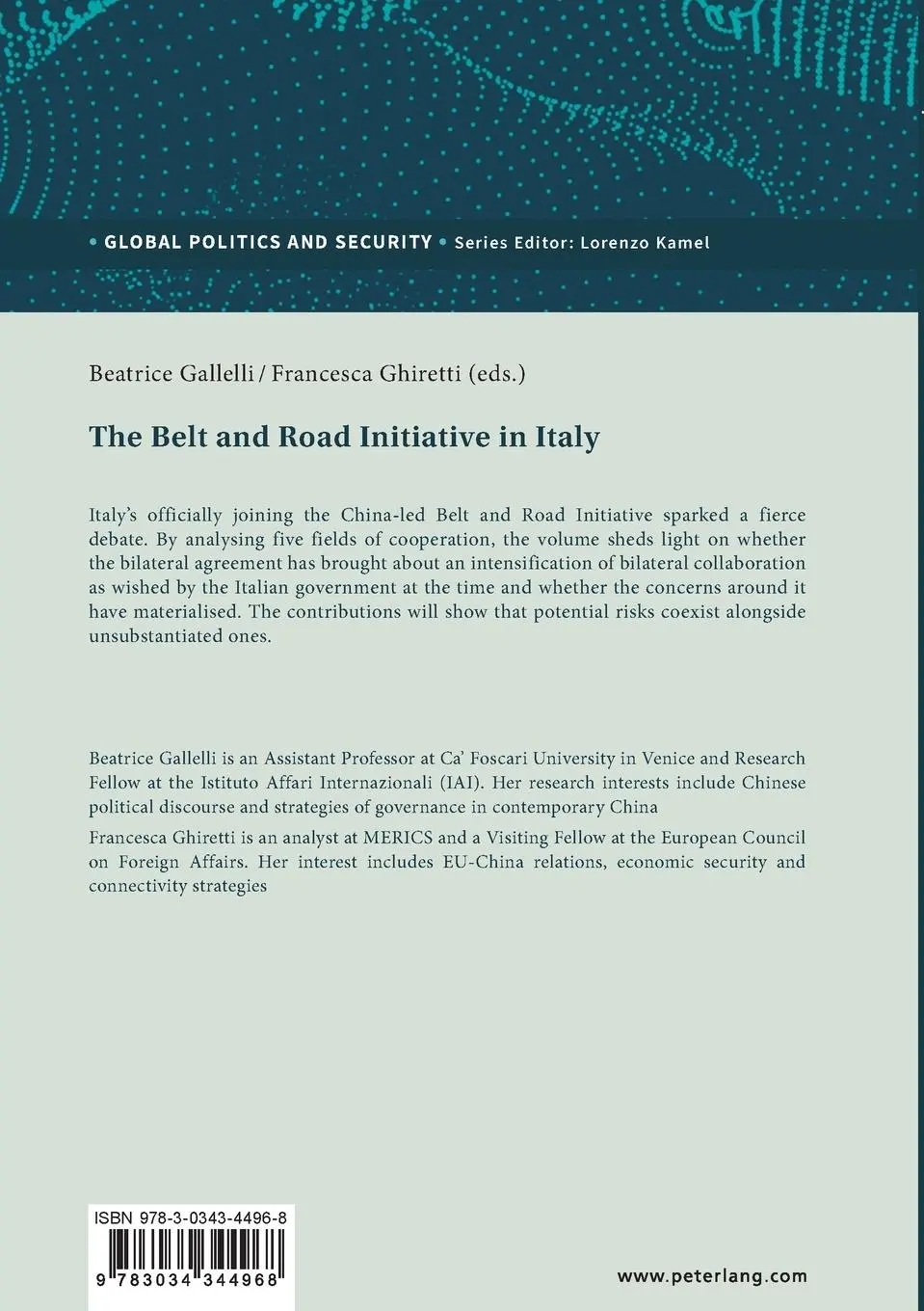 Rückseite: 9783034344968 | The Belt and Road initiative in Italy | Five case studies | Buch