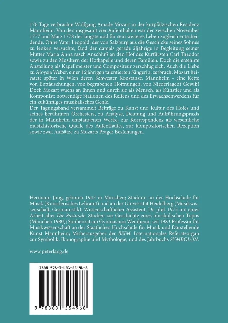 Rückseite: 9783631554968 | Mozart in Mannheim | Station auf dem Weg eines musikalischen Genies