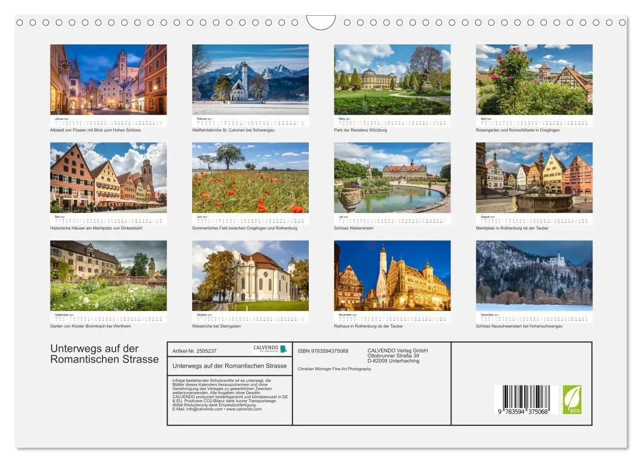Bild: 9783594375068 | Unterwegs auf der Romantischen Strasse (Wandkalender 2027 DIN A3...