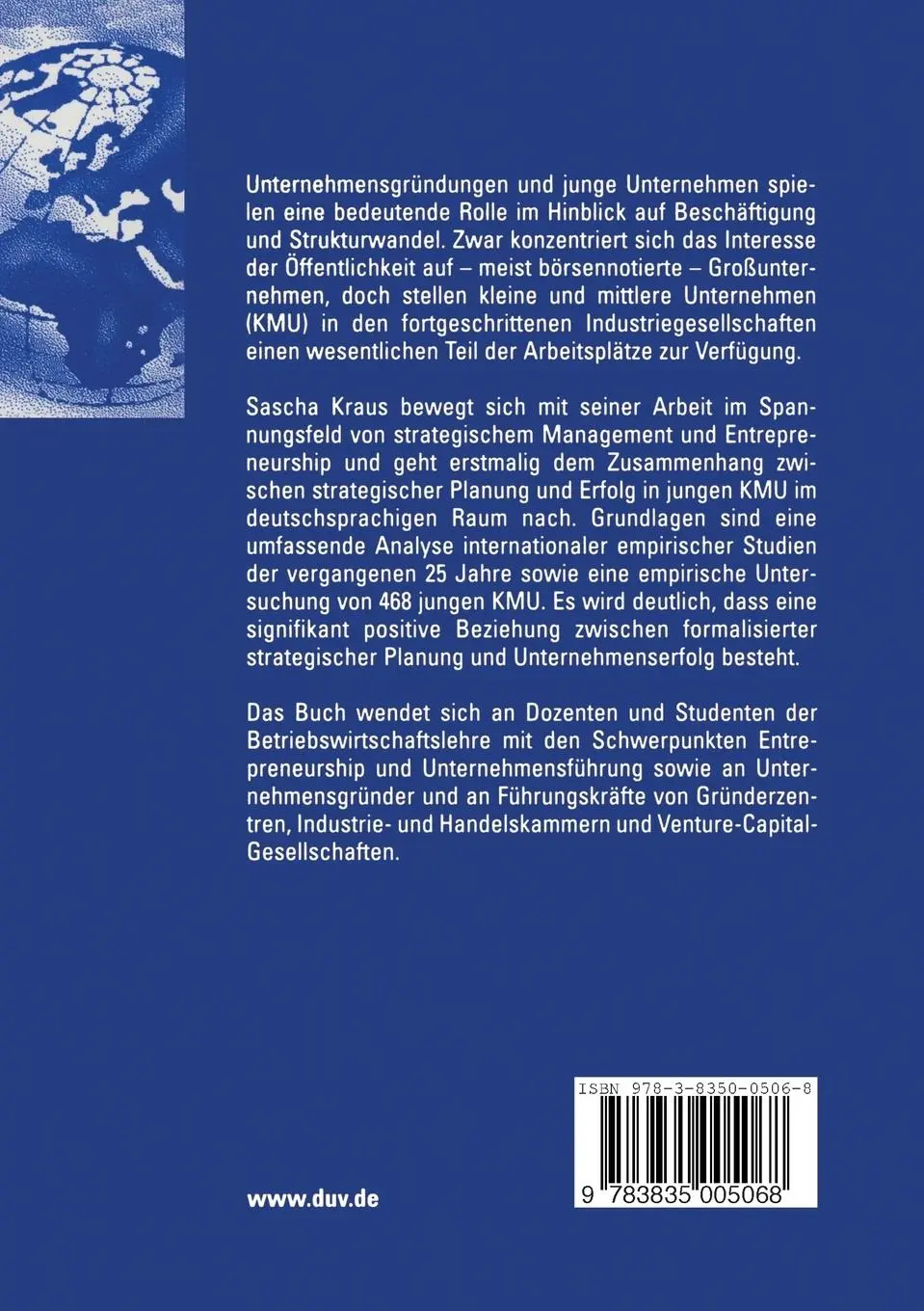 Rückseite: 9783835005068 | Strategische Planung und Erfolg junger Unternehmen | Sascha Kraus