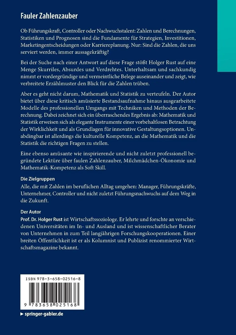 Rückseite: 9783658025168 | Fauler Zahlenzauber | Holger Rust | Taschenbuch | x | Deutsch | 2014