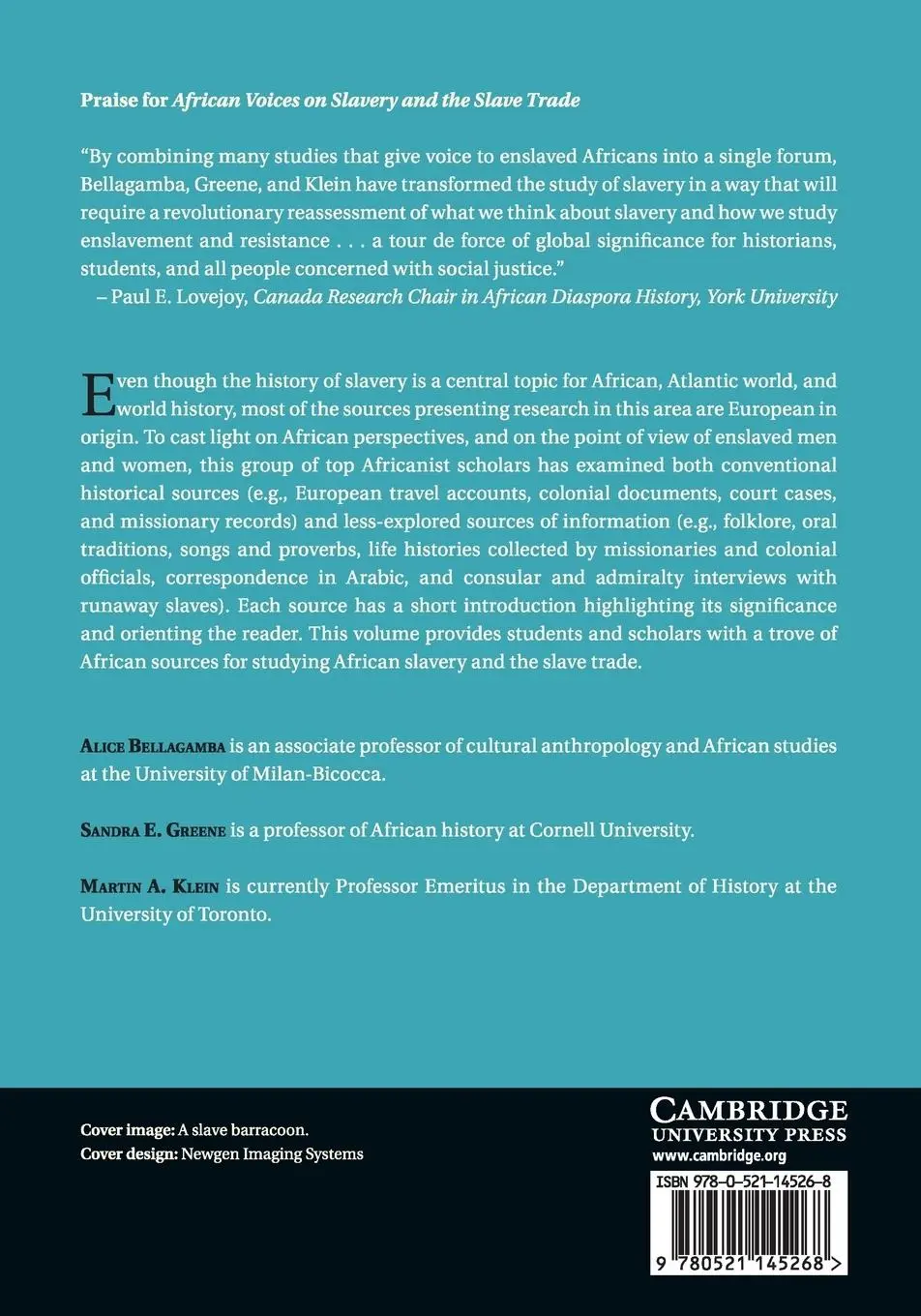 Rückseite: 9780521145268 | African Voices on Slavery and the Slave Trade | Bellagamba (u. a.)