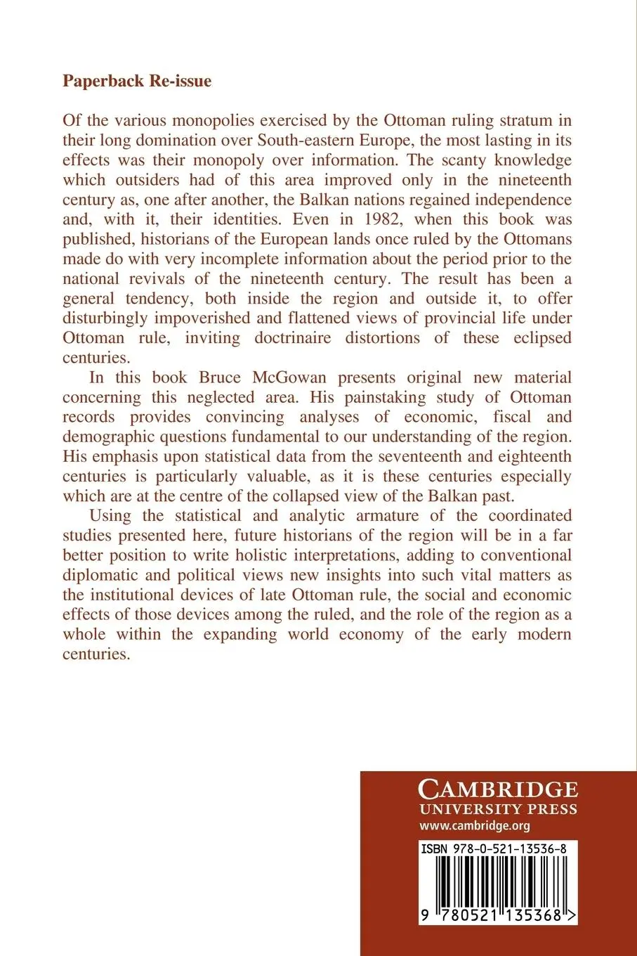 Rückseite: 9780521135368 | Economic Life in Ottoman Europe | Bruce McGowan (u. a.) | Taschenbuch
