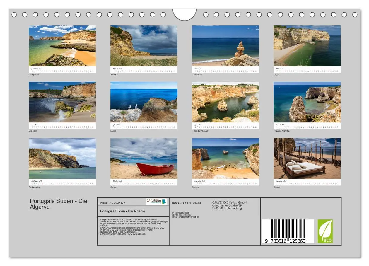 Bild: 9783516125368 | Portugals Süden - Die Algarve (Wandkalender 2026 DIN A4 quer),...