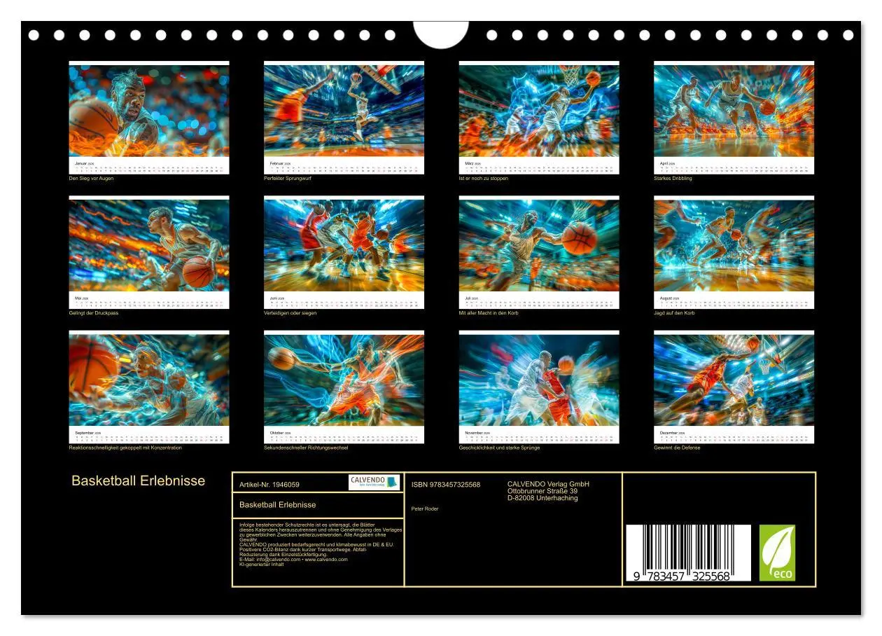 Bild: 9783457325568 | Basketball Erlebnisse (Wandkalender 2026 DIN A4 quer), CALVENDO...