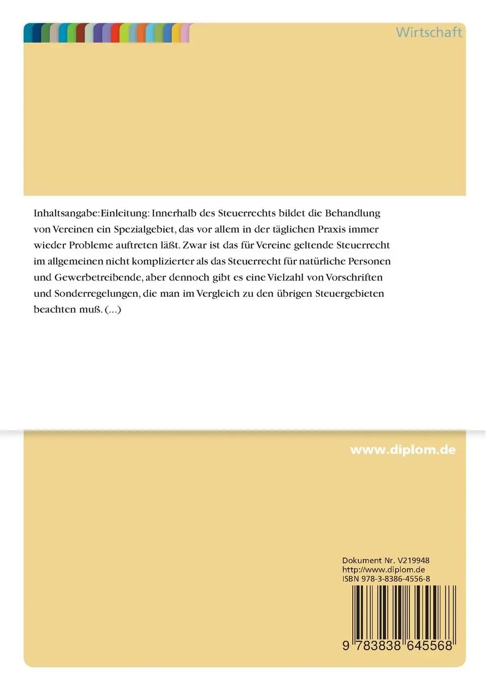 Rückseite: 9783838645568 | Die Unterschiede zwischen steuerpflichtigen wirtschaftlichen...