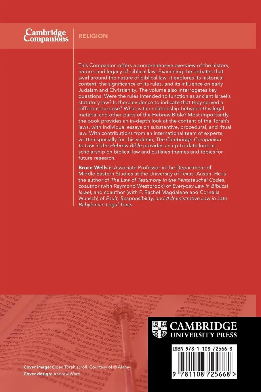 Rückseite: 9781108725668 | The Cambridge Companion to Law in the Hebrew Bible | Bruce Wells