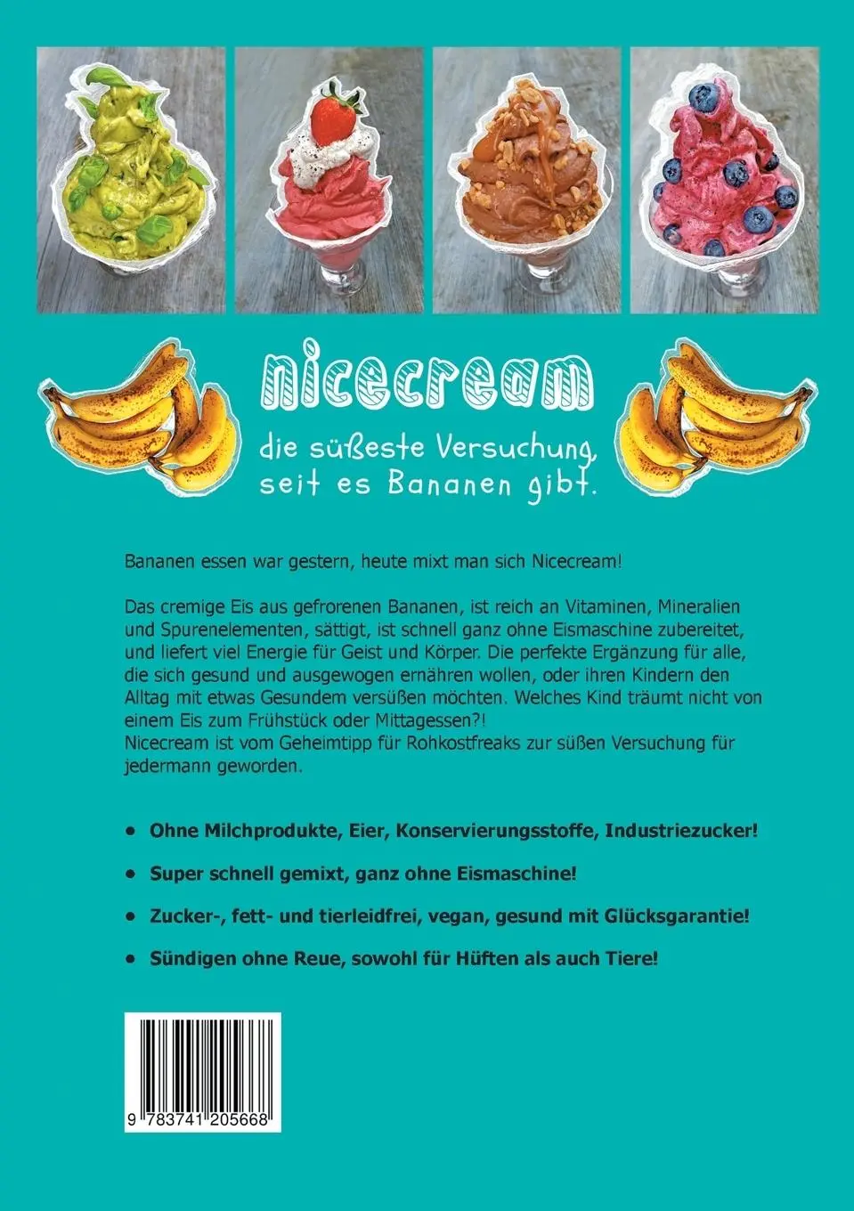 Rückseite: 9783741205668 | Nicecream | vegane Eiscreme aus Bananen, zucker-, fett-, tierleidfrei