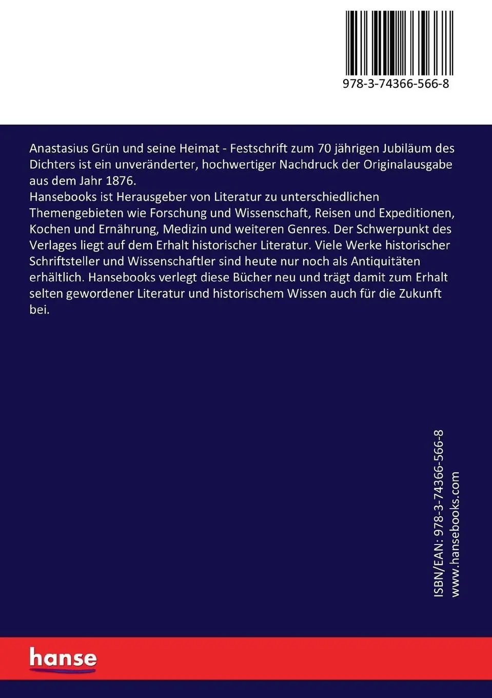 Rückseite: 9783743665668 | Anastasius Grün und seine Heimat | Peter Von Radics | Taschenbuch
