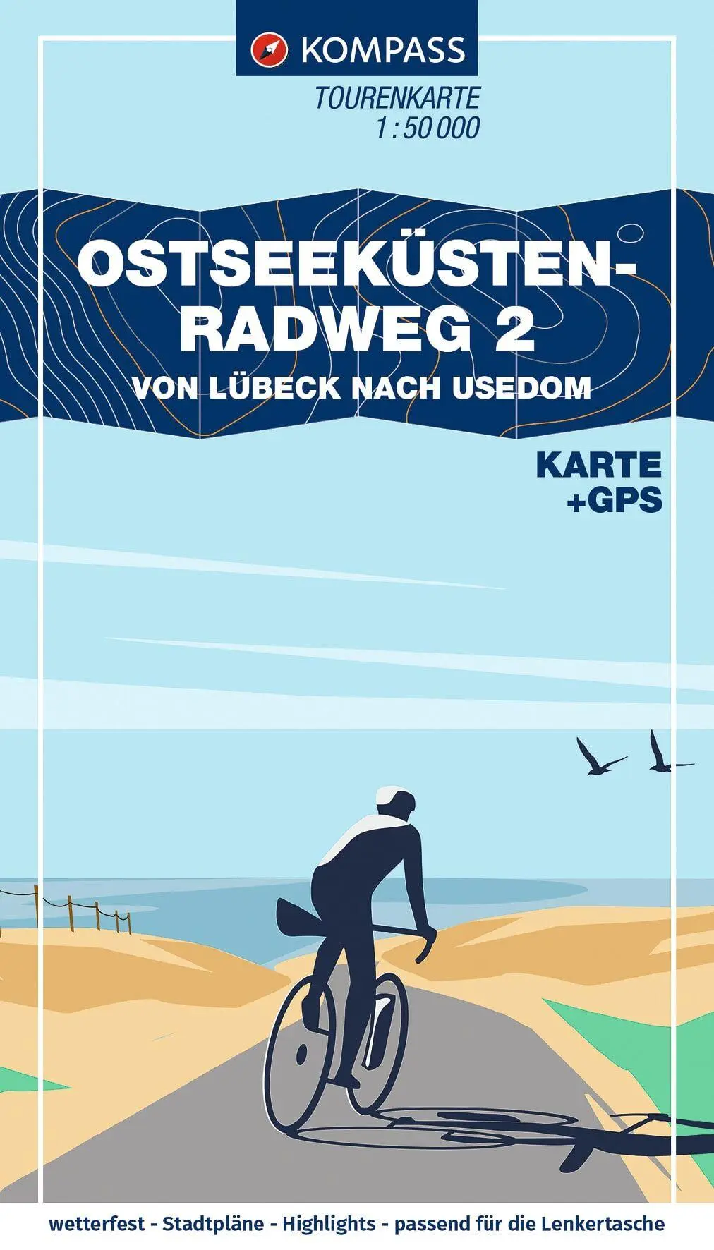 Cover: 9783991545668 | KOMPASS Fahrrad-Tourenkarte Ostseeküstenradweg 2 - von Lübeck nach...