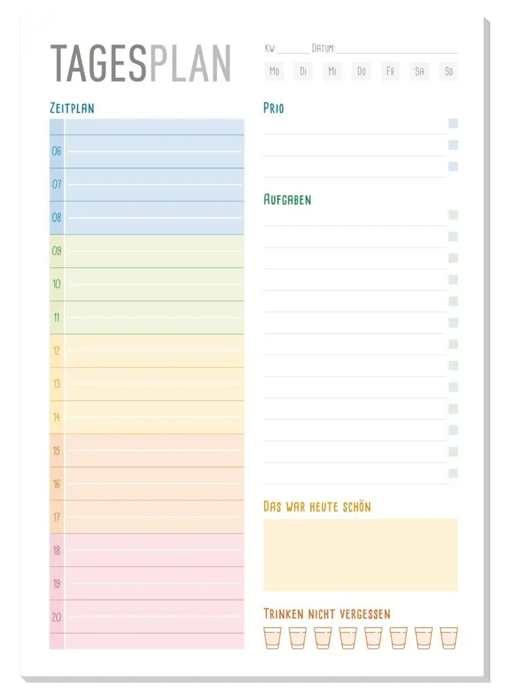 paper&you Block A5 Tagesplaner [Rainbow]