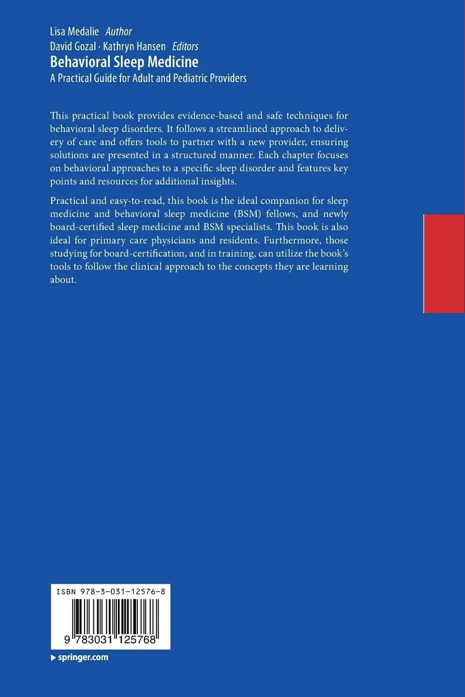 Rückseite: 9783031125768 | Behavioral Sleep Medicine | Lisa Medalie | Taschenbuch | xix | 2024