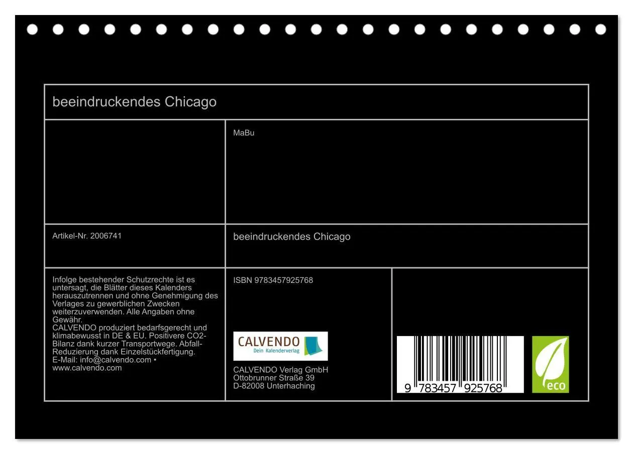 Bild: 9783457925768 | beeindruckendes Chicago (Tischkalender 2026 DIN A5 quer), CALVENDO...