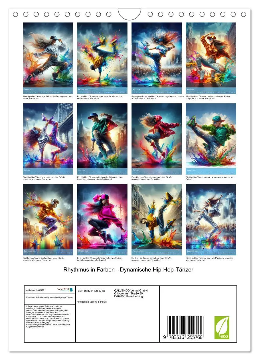 Bild: 9783516255768 | Rhythmus in Farben - Dynamische Hip-Hop-Tänzer (Wandkalender 2026...