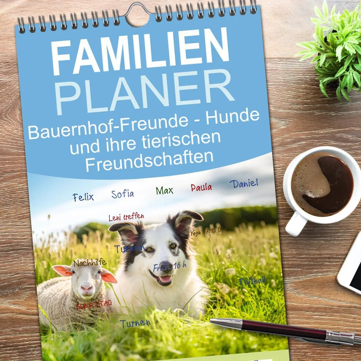 Bild: 9783516495768 | Familienplaner 2026 - Bauernhof-Freunde - Hunde und ihre tierischen...