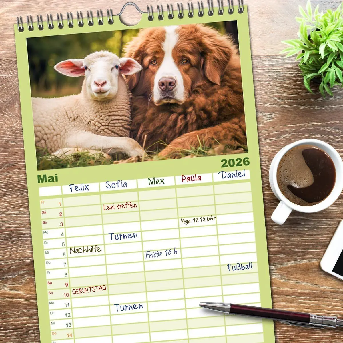 Bild: 9783516495768 | Familienplaner 2026 - Bauernhof-Freunde - Hunde und ihre tierischen...