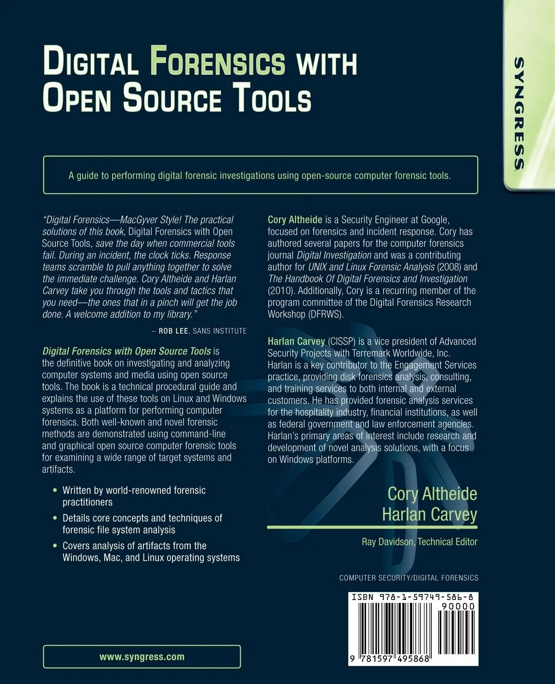 Rückseite: 9781597495868 | Digital Forensics with Open Source Tools | Cory Altheide (u. a.)