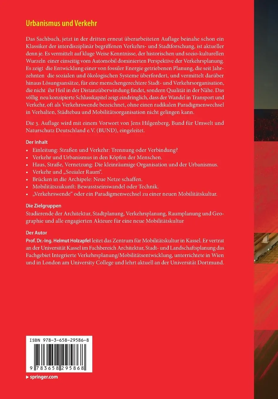 Rückseite: 9783658295868 | Urbanismus und Verkehr | Helmut Holzapfel | Taschenbuch | XIV | 2020
