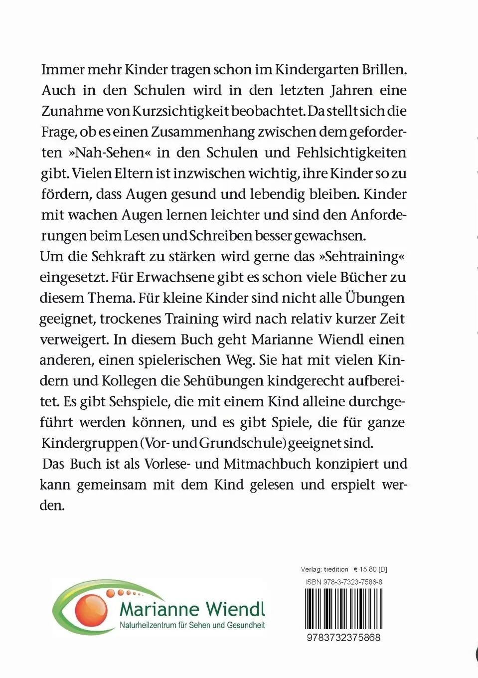 Rückseite: 9783732375868 | Sehspiele für Schuki (Schul- und Vorschulkinder) | Marianne Wiendl