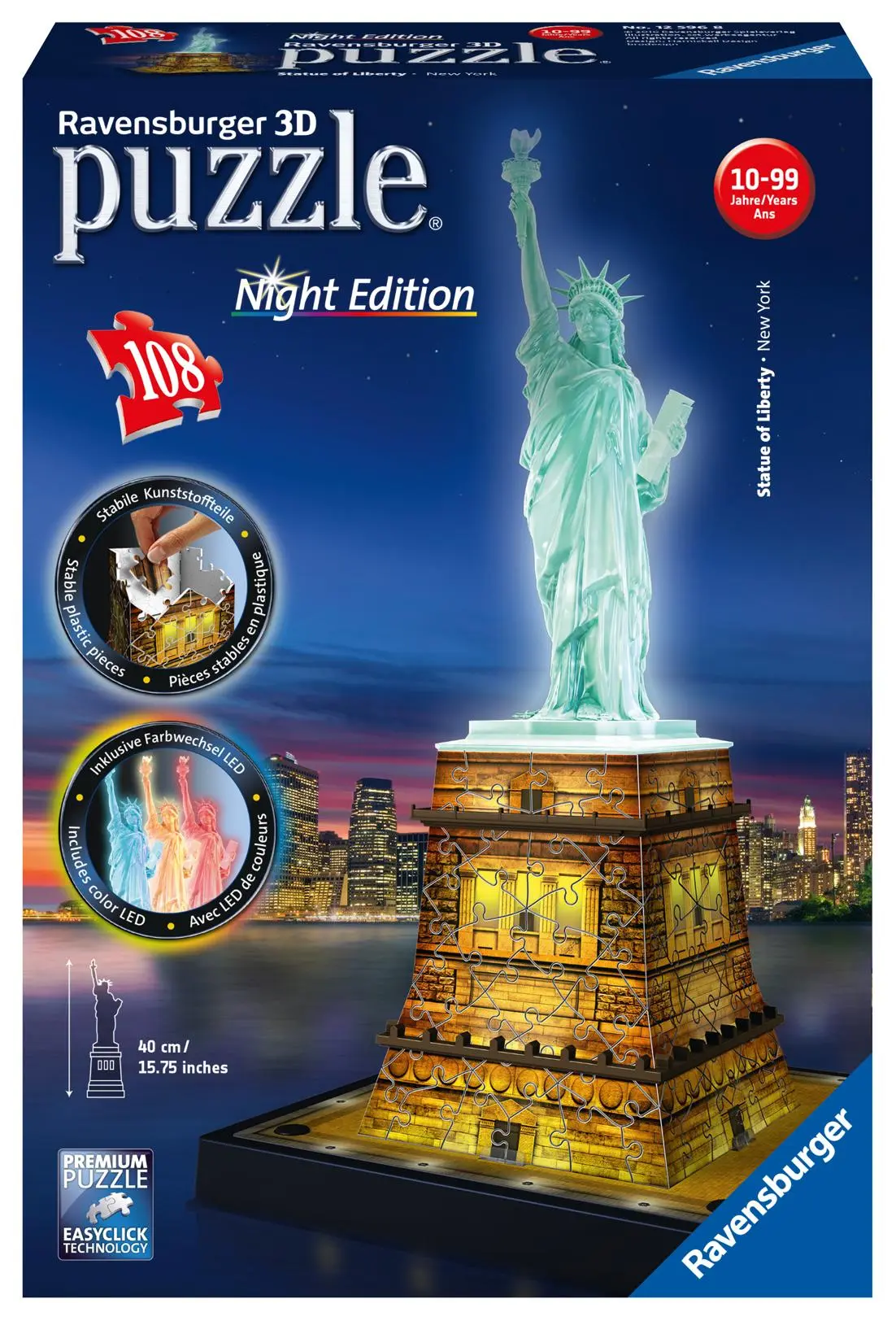 Cover: 4005556125968 | Freiheitsstatue bei Nacht. 3D Puzzle 108 Teile | Spiel | 3D Puzzles