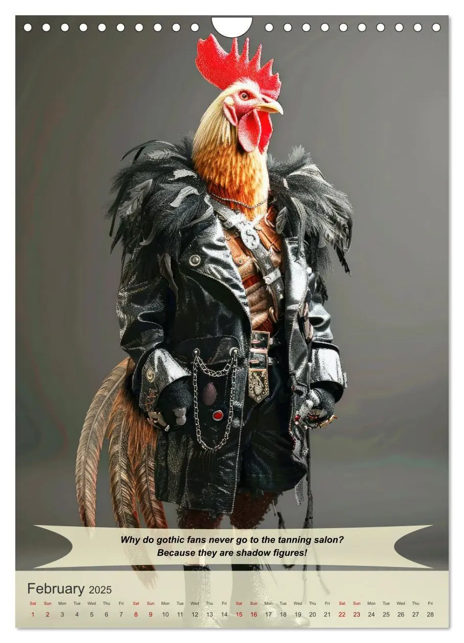 Bild: 9781325985968 | Funny animals in gothic style (Wall Calendar 2025 DIN A4 portrait),...