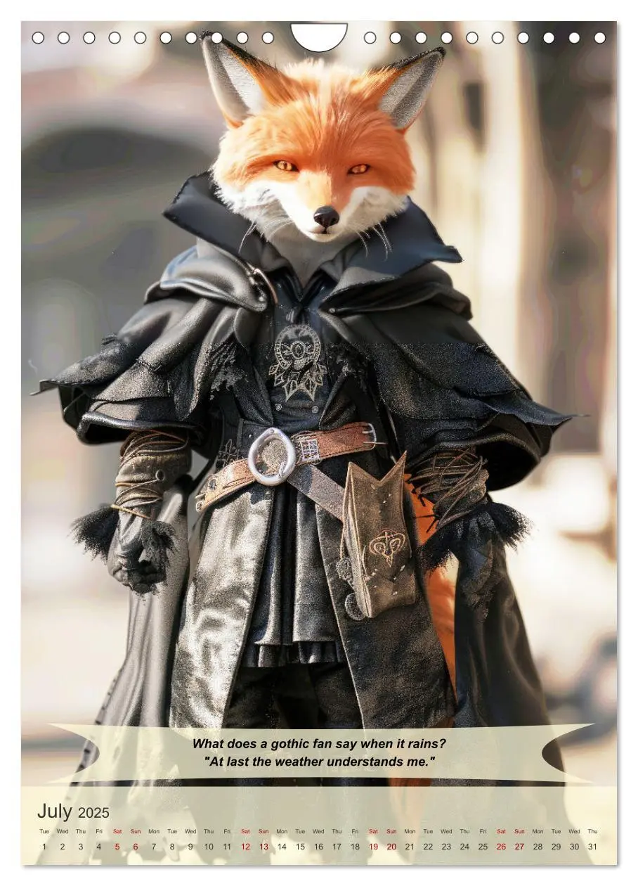 Bild: 9781325985968 | Funny animals in gothic style (Wall Calendar 2025 DIN A4 portrait),...